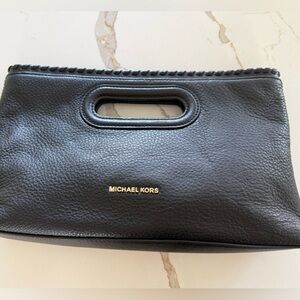 Michael Kors Black Leather Wristlet Clutch